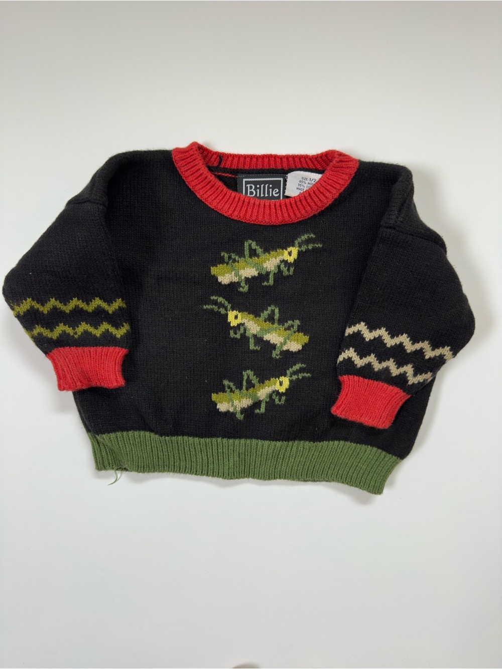 Billie Black Cotton Knot Sweater with Grasshopper Motif for Toddler 1-2 years